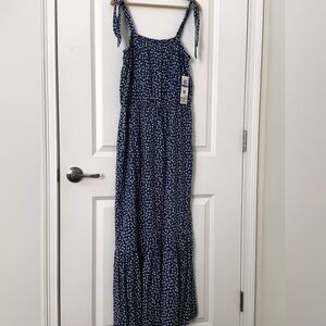Kingston Blue and White Floral Maxi Dress